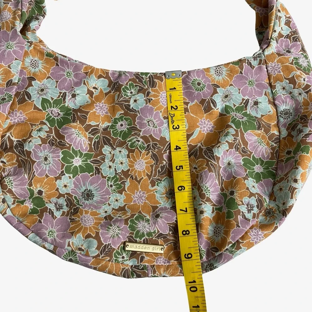 Madden Girl Hobo Bag Floral Knotted Shoulder Purse Boho Retro 70s Vibe Cottage